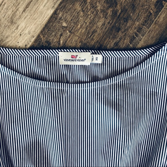 Like New! Vineyard Vines Poplin Smocked Waist Shirt Dress with Stripe Pattern - Picture 5 of 10